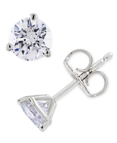 Серьги-гвоздики с бриллиантами (1 ct. t.w.) из белого золота 14k