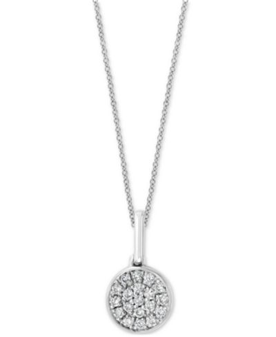 EFFY® Diamond Pavé Cluster 18" Pendant Necklace (1/10 ct. t.w.) in Sterling Silver or 14k Gold-Plated Sterling Silver