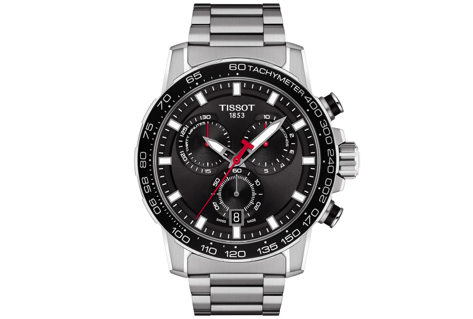 Tissot Men's Swiss Chronograph Supersport Stainless Steel Bracelet Watch 45.5mm