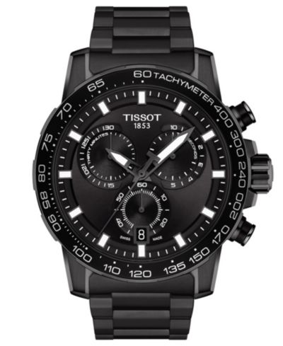 Tissot Men's Swiss Chronograph Supersport Black Stainless Steel Bracelet Watch 45.5mm