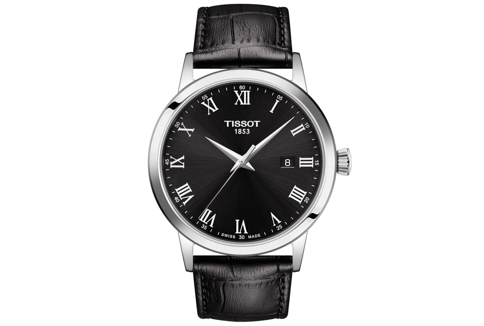 Tissot Men's Swiss Classic Dream Black Leather Strap Watch 42mm