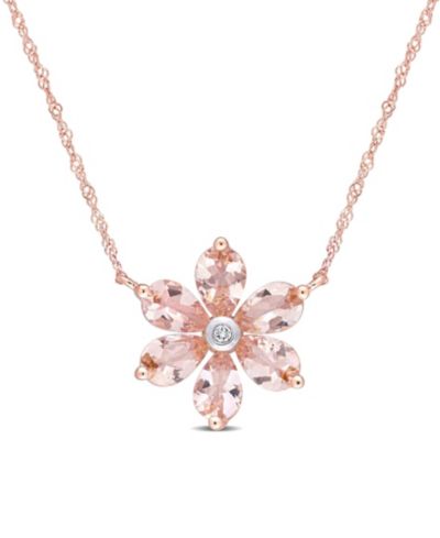 Morganite and Diamond Accent Floral Necklace