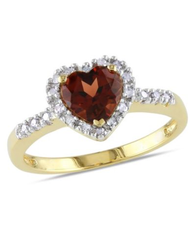 Кольцо Garnet and Diamond Halo Heart