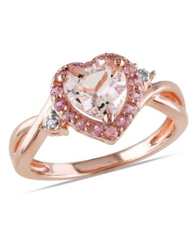 Кольцо с розовым турмалином и бриллиантами Morganite Heart