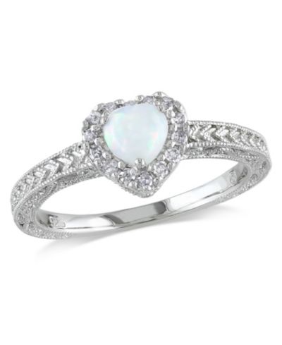 Кольцо с опалом и бриллиантами Opal and Diamond Halo Heart