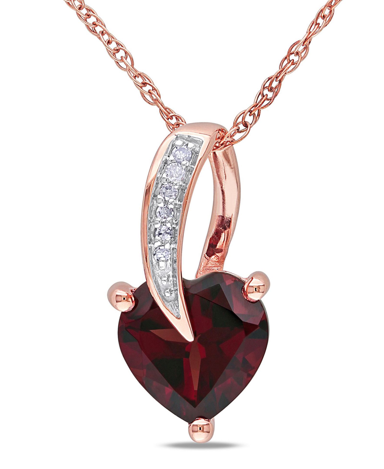 Подвеска с гранатом и бриллиантами Heart Pendant and Chain