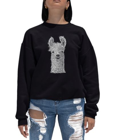 Женский свитшот с круглым вырезом и принтом Llama Word Art