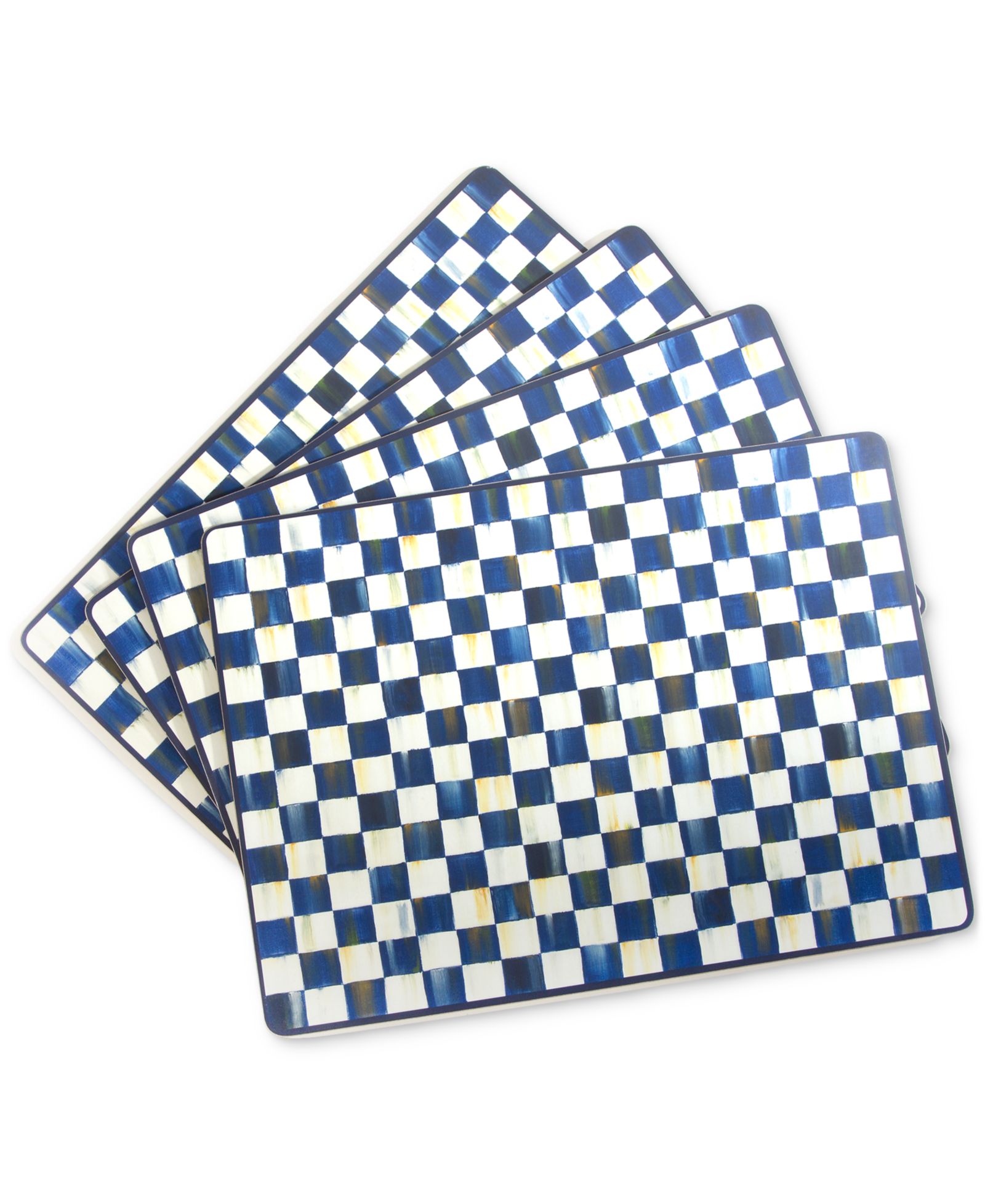 Подставки под тарелки Mackenzie-Childs Royal Check Cork Back, набор 4 шт