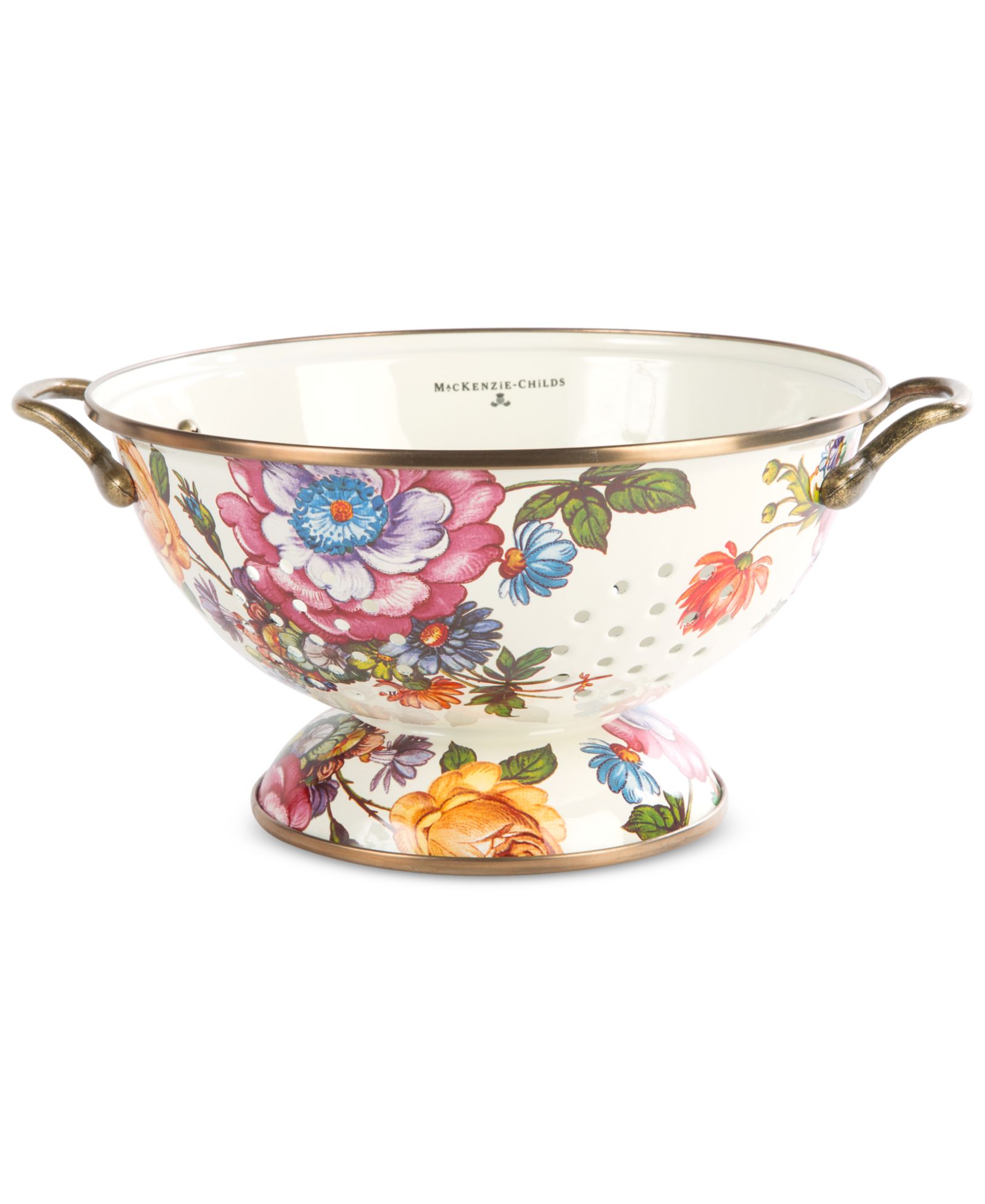 Mackenzie-Childs White Flower Market Large Colander