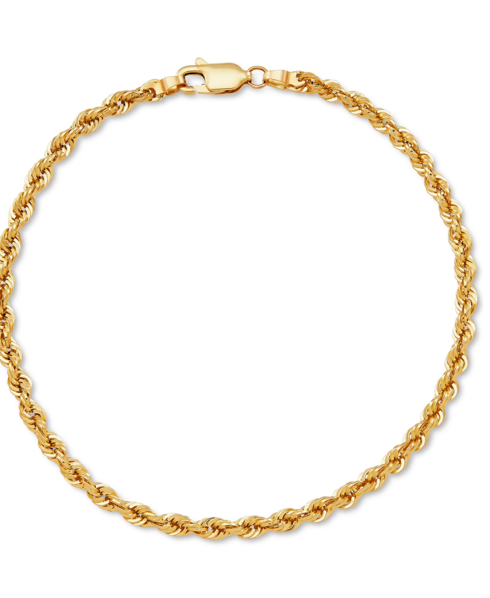 Браслет Lightweight Rope Link Chain 8.5" в 14k Yellow Gold (3mm)