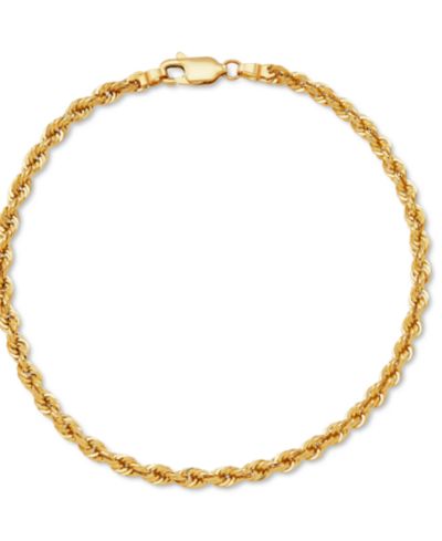 Браслет Lightweight Rope Link Chain 8.5" в 14k Yellow Gold (3mm)