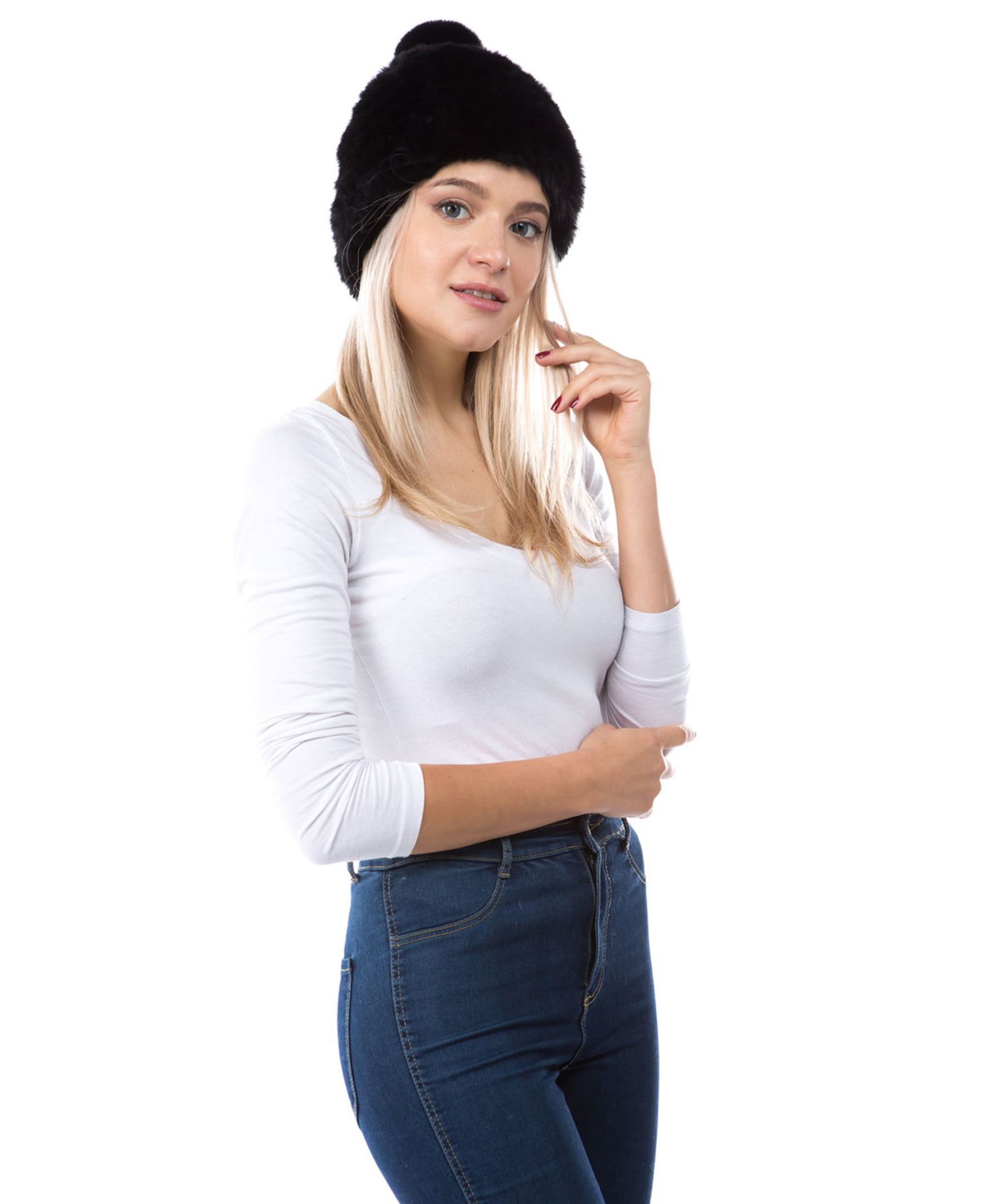 Marcus Adler Женская шапка с меховым помпоном Cozy Stretch Luxe Faux Fur