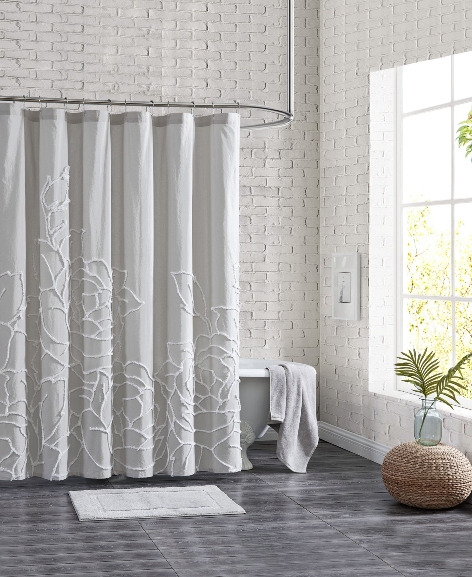 Peri Home Chenille Rose Shower Curtain, 72" x 72"