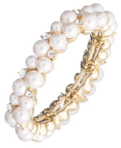 Anne Klein Pearl Cluster Stretch Bracelet