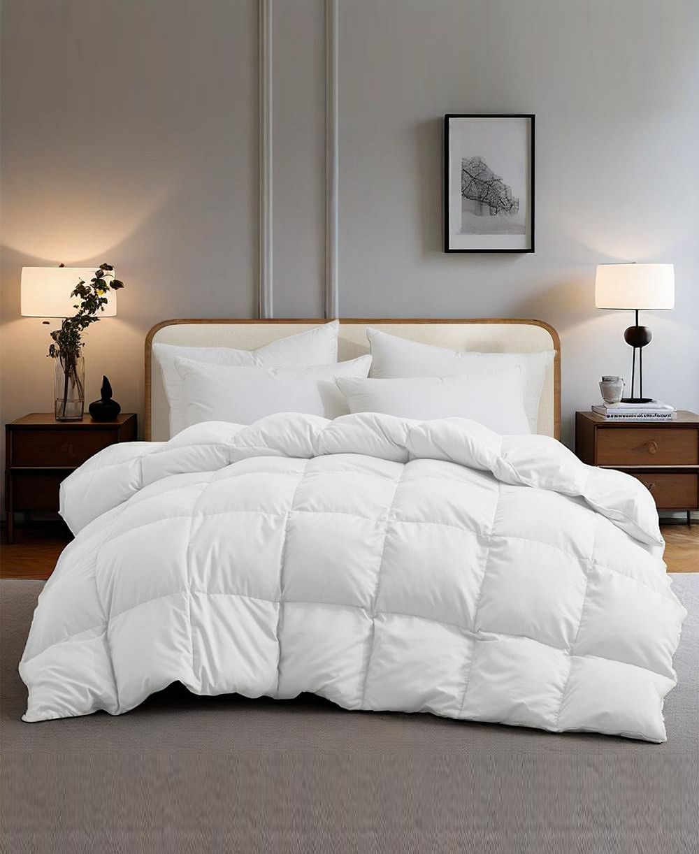 Unikome Medium Weight 360 Thread Count Extra Soft Down and Feather Fiber Comforter, Full/Queen