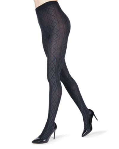 MeMoi Women's Crossing Diamond Patterned Sweater Tights MO-389