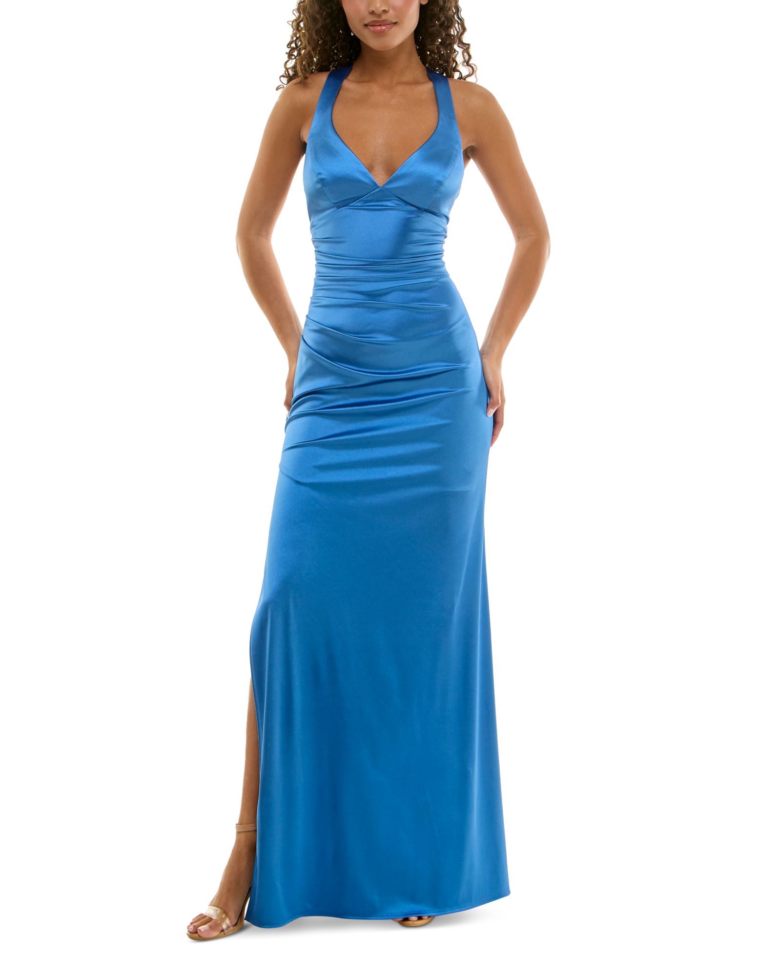 Вечернее платье B Darlin Juniors' Strappy-Back Satin