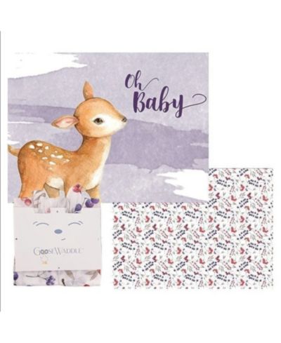 Детское одеяло GooseWaddle 2 Pack Newborn Receiving Blanket, Ginger Deer/Purple Berries