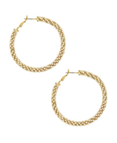 ETTIKA Crystal Gold Plated серьги-кольца с канатом