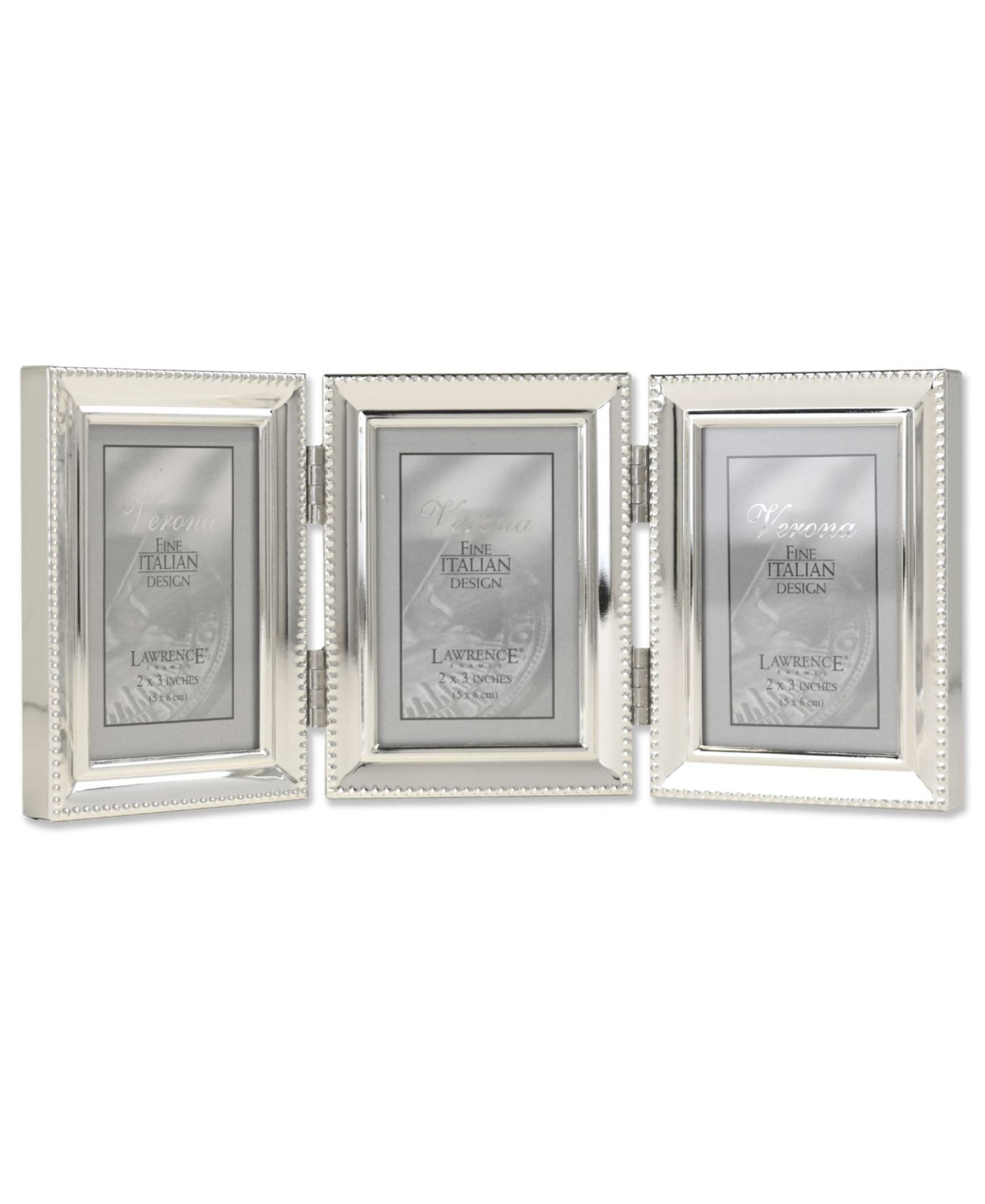 Metal Triple Picture Frame with Inner Beading, 2.5" x 3.5"