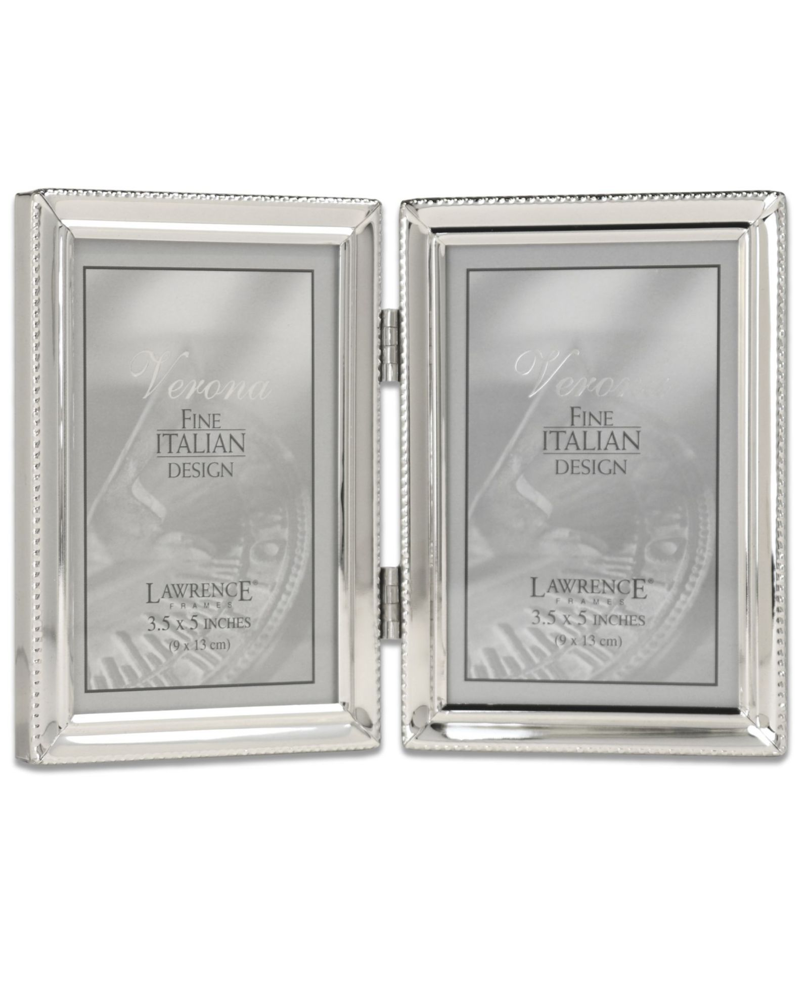 Metal Double Picture Frame with Inner Beading, 3.5" x 5"