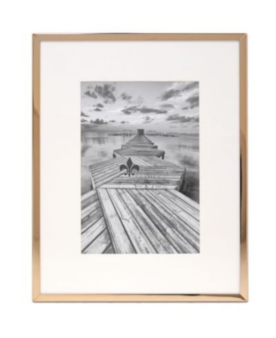 Elegant Metal Picture Frame with Bevel Cut Mat for Photo, 5" x 7"