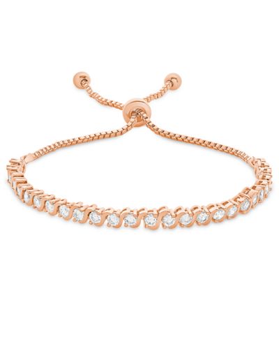 Cubic Zirconia "S" Link Bolo регулируемый браслет с напылением Rose Gold
