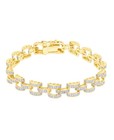 Diamond Accent Panther Link Bracelet in Silver Plate or Gold Plate