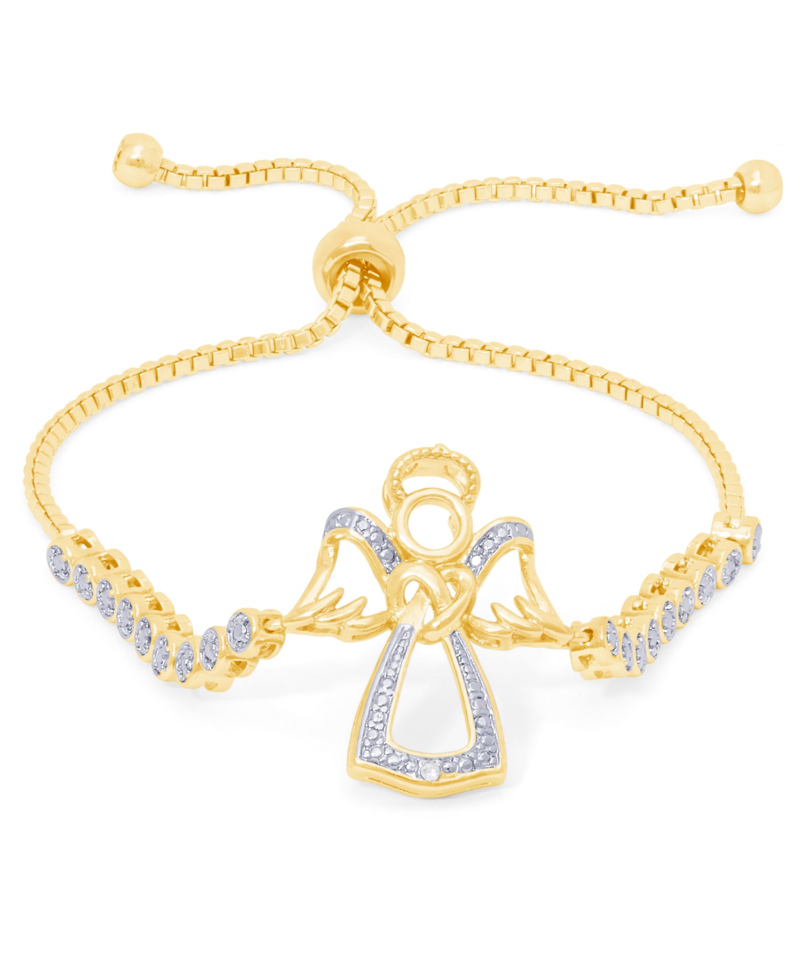 Браслет Macy's Diamond Accent Angel Adjustable Silver Plate