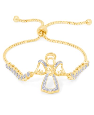 Браслет Macy's Diamond Accent Angel Adjustable Silver Plate