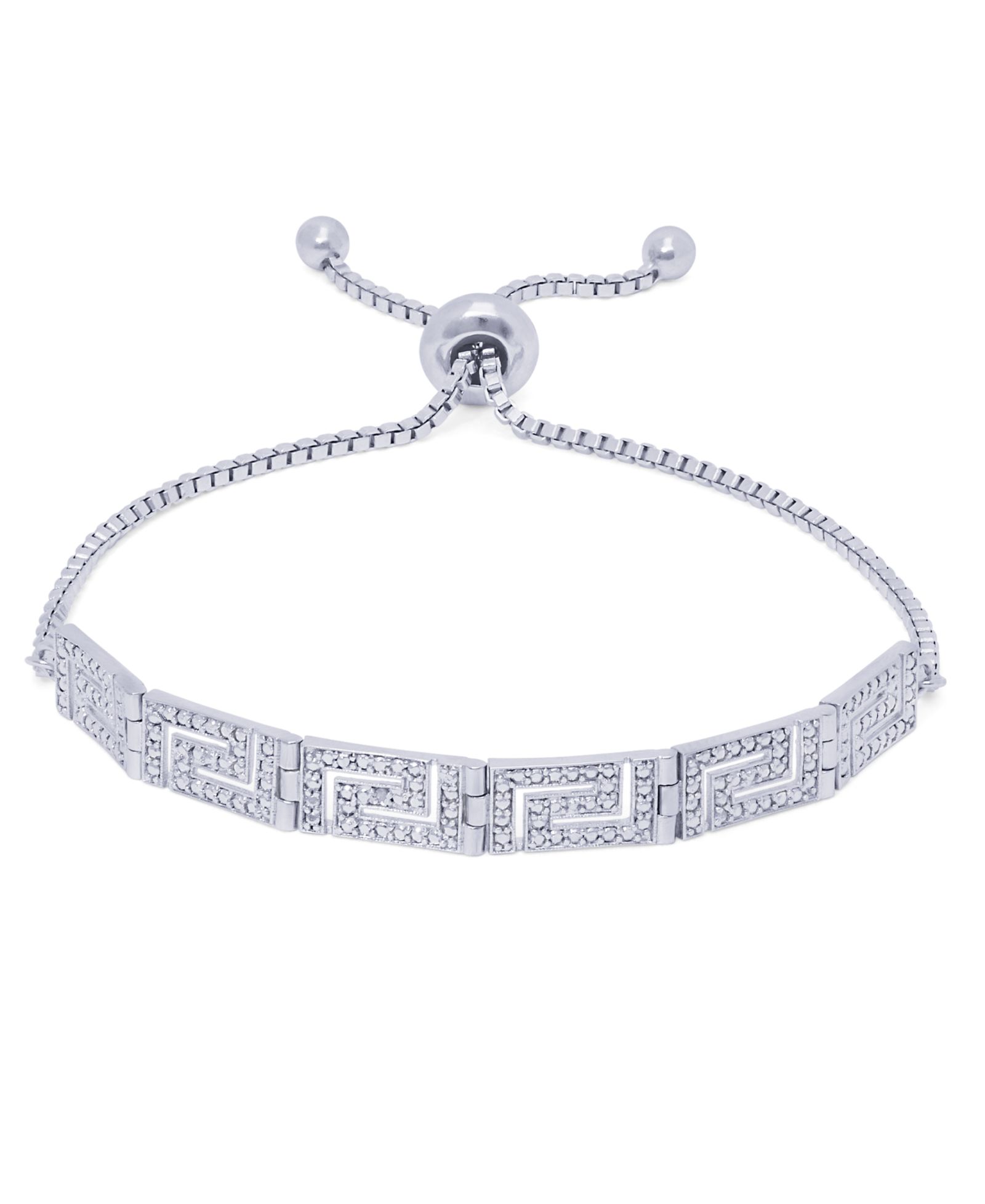 Браслет Diamond Accent Greek Key Adjustable Silver или Gold Plate