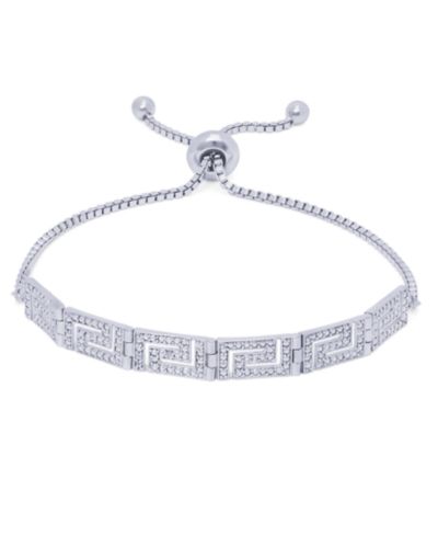 Браслет Diamond Accent Greek Key Adjustable Silver или Gold Plate