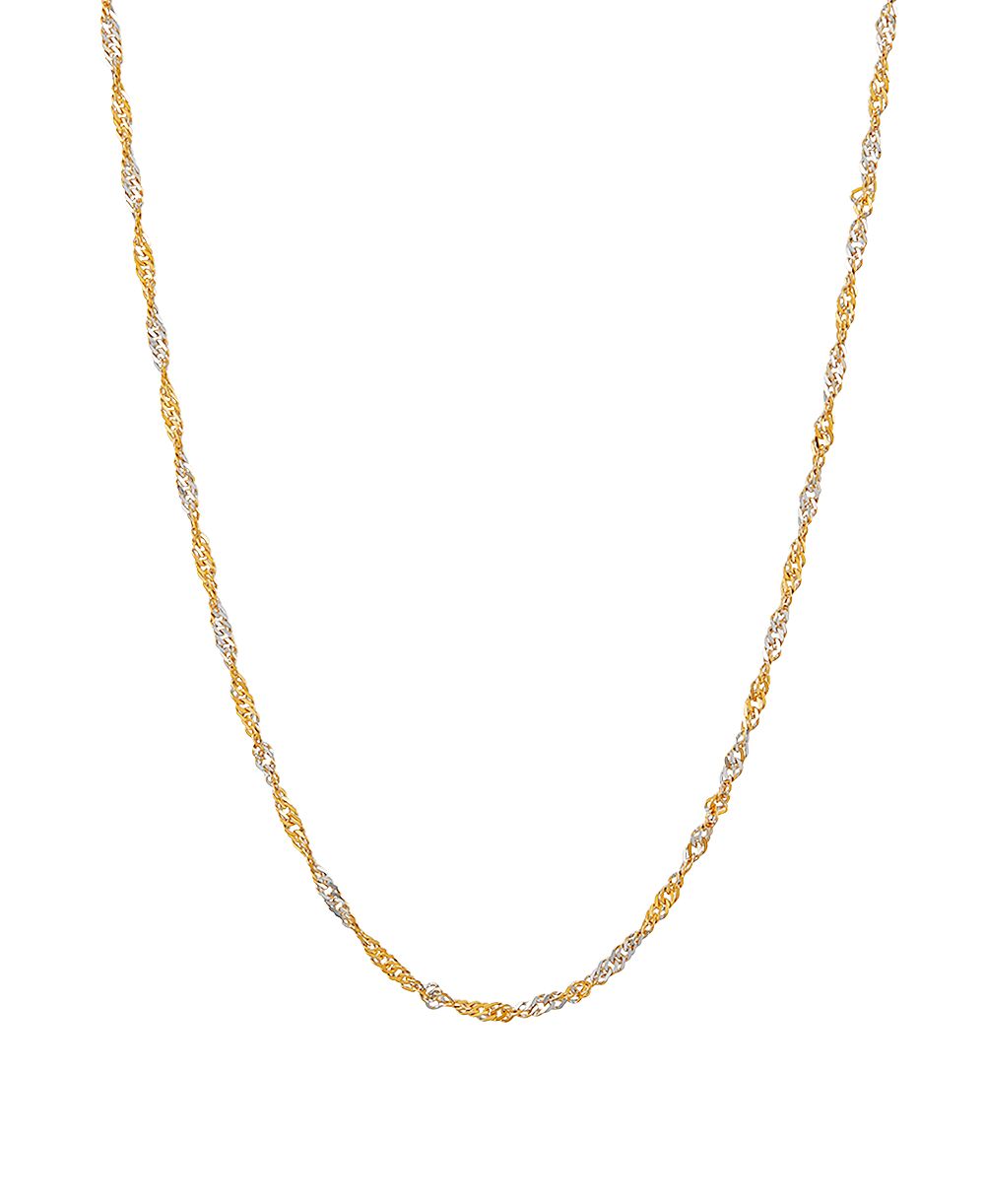 Polished Two-Tone Diamond Cut 18" Singapore Chain in 10K Yellow Gold