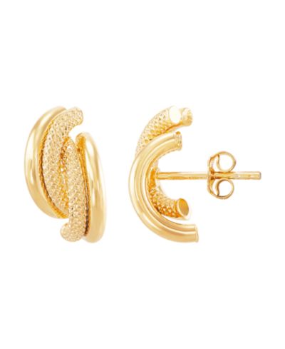 Серьги-гвоздики Italian Gold Polished Hollow 4 Row Curve J Hoop
