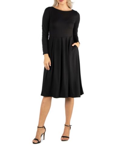 24seven Comfort Apparel Женский Midi Length Fit and Flare Dress