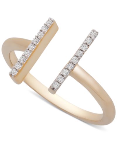 Кольцо Wrapped™ Diamond Bar Cuff (1/10 ct. t.w.) в 14k Gold