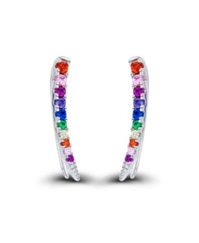 Многоцветные серьги-клипсы с градиентным Cubic Zirconia из стерлингового серебра