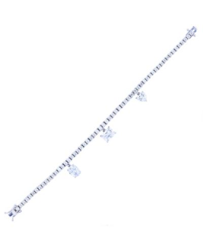 Cubic Zirconia Cut Drop Flexible Tennis Bracelet в Sterling Silver