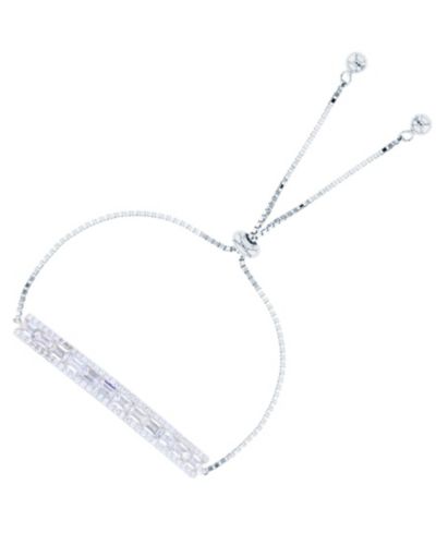 Регулируемый браслет-боло с круглым и багетным цирконием Cubic Zirconia в стерлинговом серебре (также в 14k Gold Over Silver)