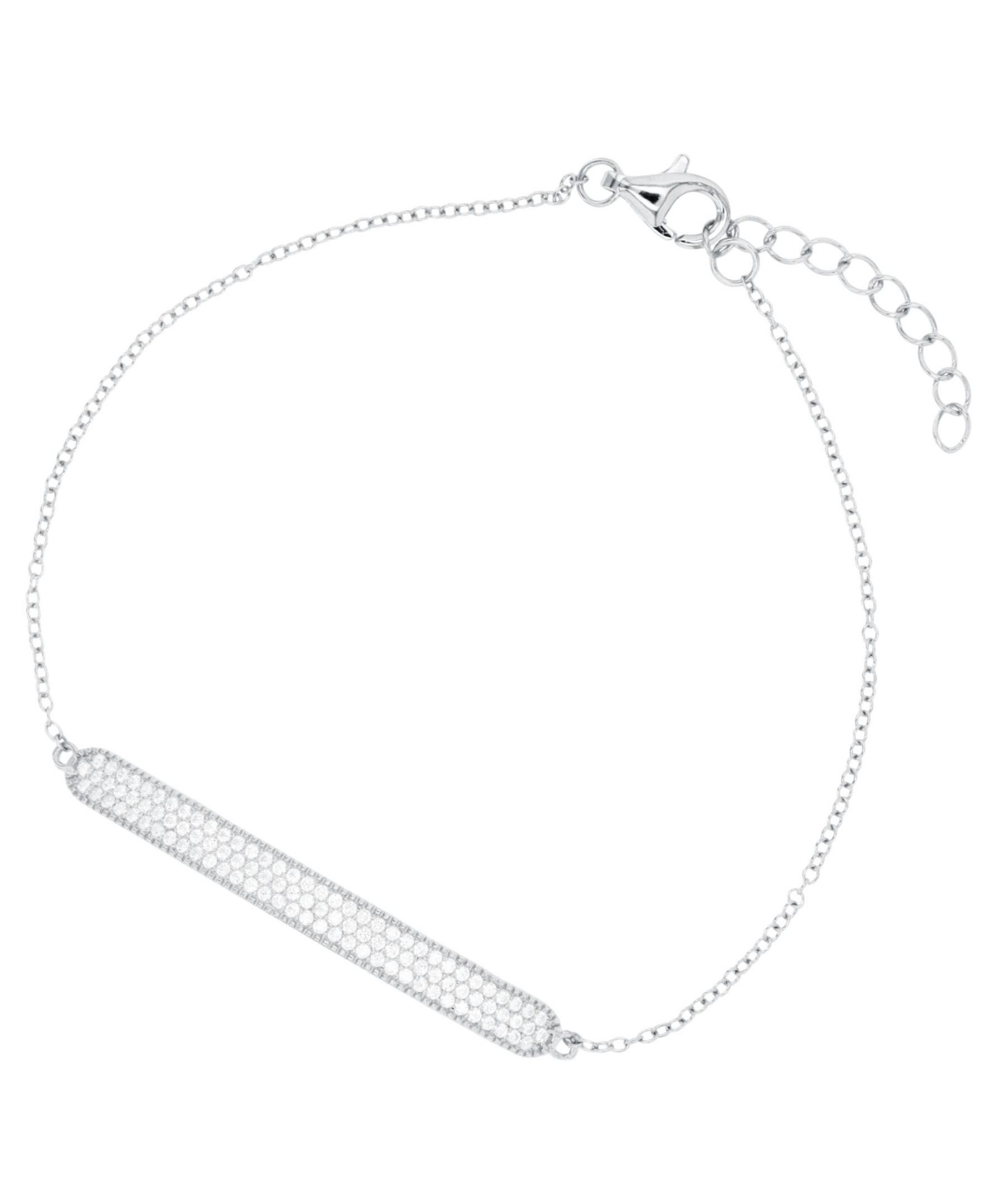 Cubic Zirconia Micro Pave Bar Bracelet in Sterling Silver (Also in 14k Gold Over Silver)