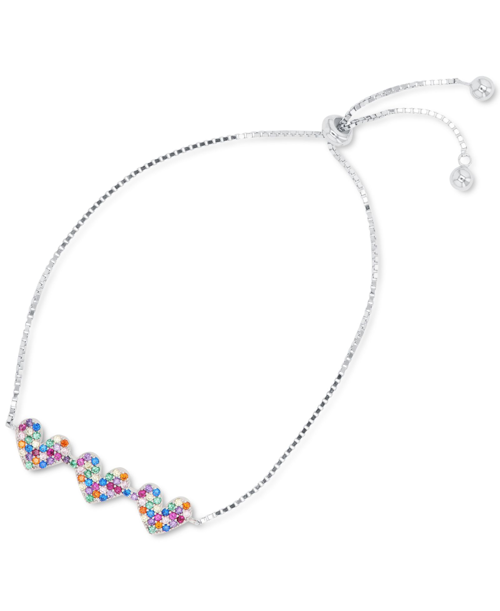 Macy's браслет Bolo с кубическим цирконием Triple Heart, стерлинговое серебро