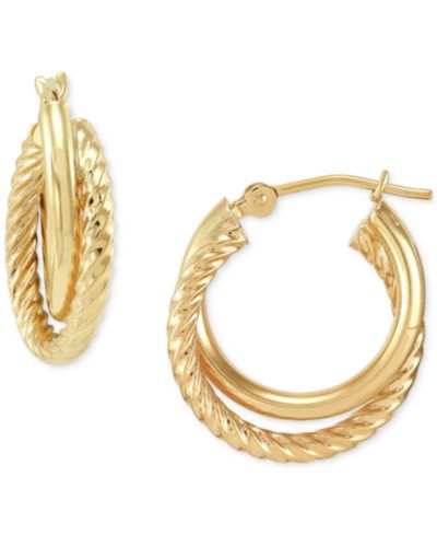 Серьги-кольца Twisted & Smooth 14k Gold, 15mm
