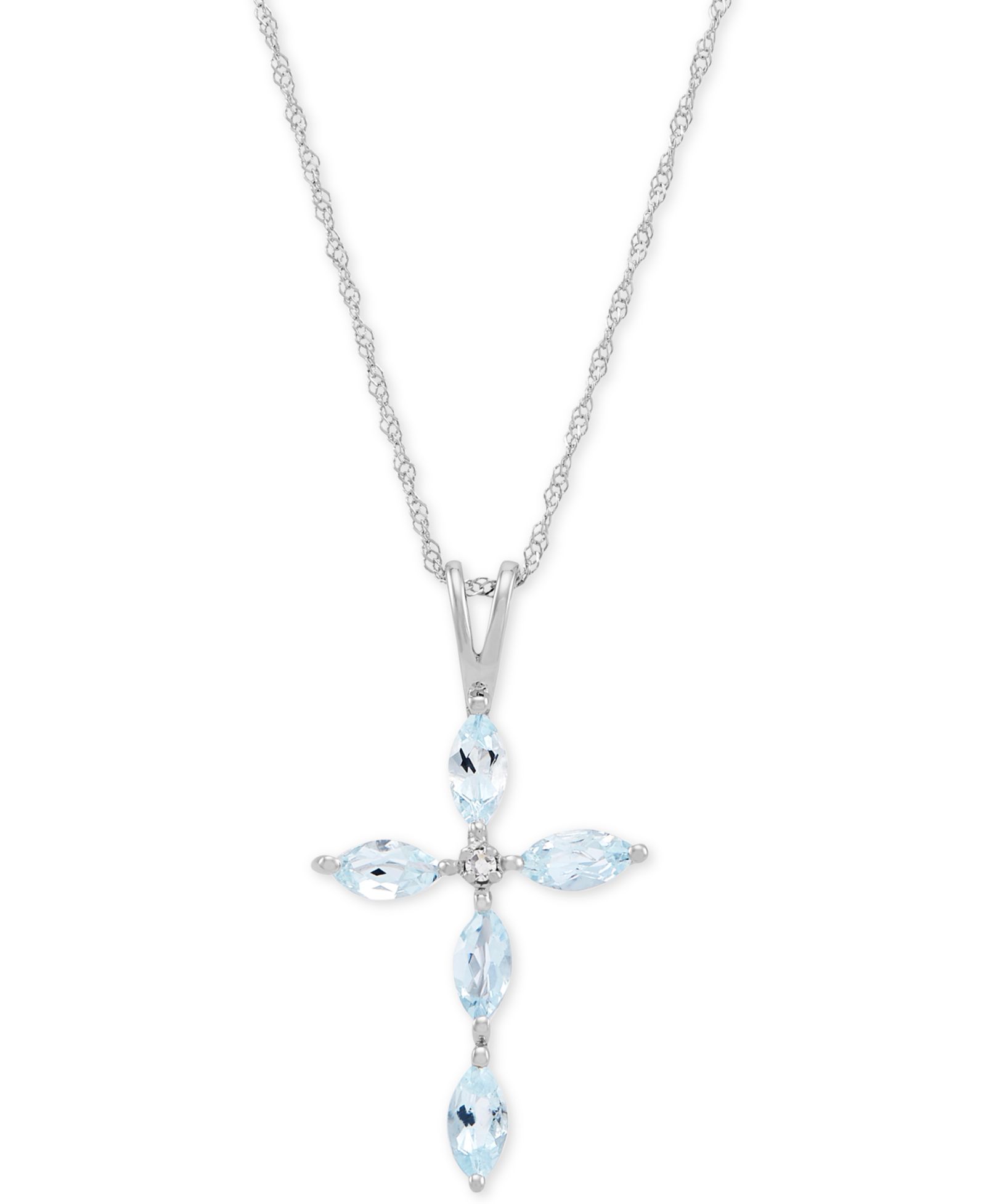Подвеска-кулон Macy's Gemstone & Diamond Accent Cross 18" в 14k White Gold