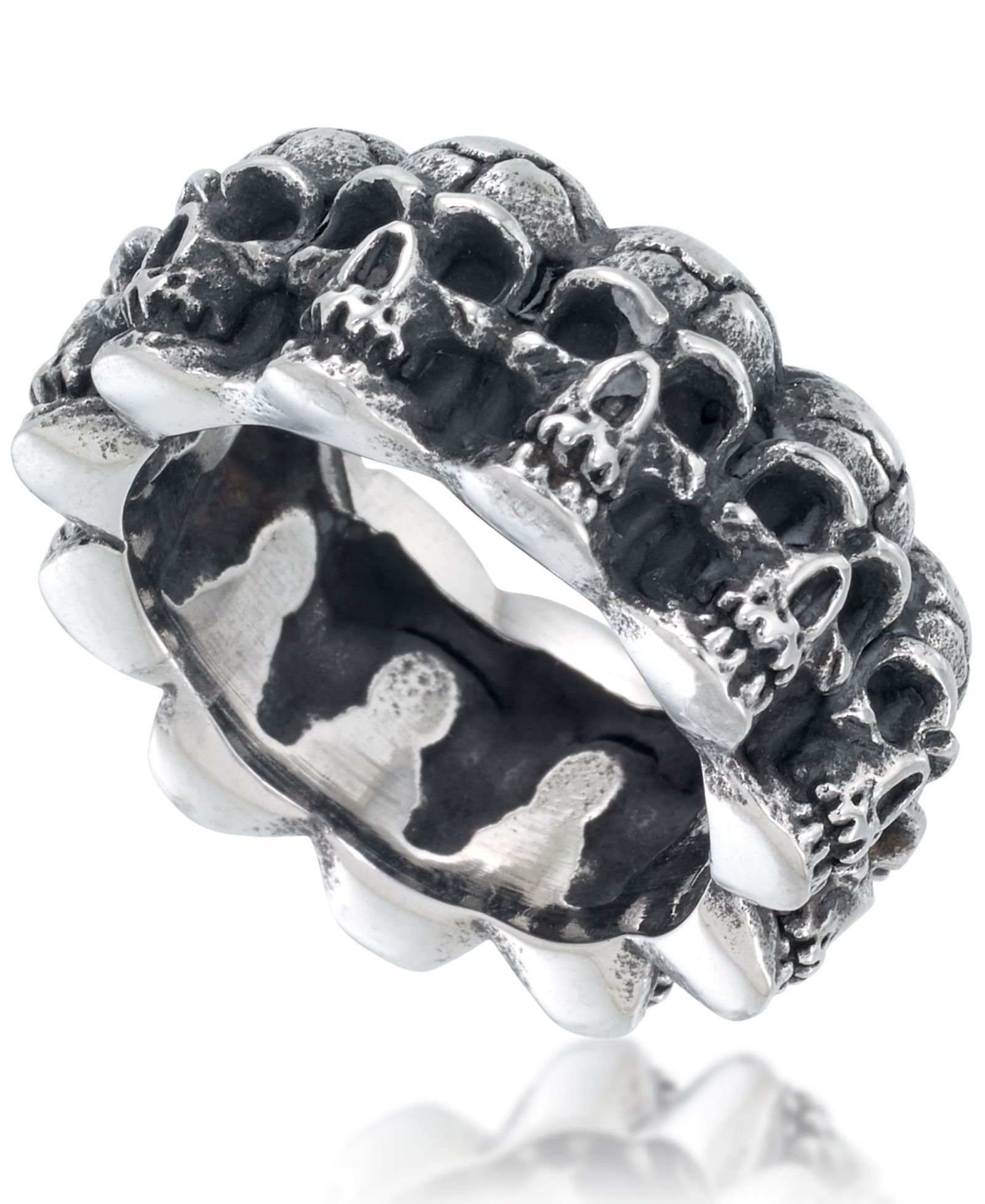 Andrew Charles by Andy Hilfiger Men's Multi Skull Ring in Oxidized Stainless Steel