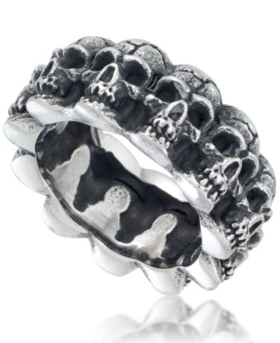 Мужское кольцо Andrew Charles by Andy Hilfiger Multi Skull в Oxidized Stainless Steel