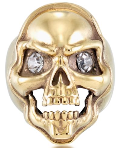 Мужское кольцо Andrew Charles by Andy Hilfiger Cubic Zirconia Skull в Yellow Ion-Plated Stainless Steel