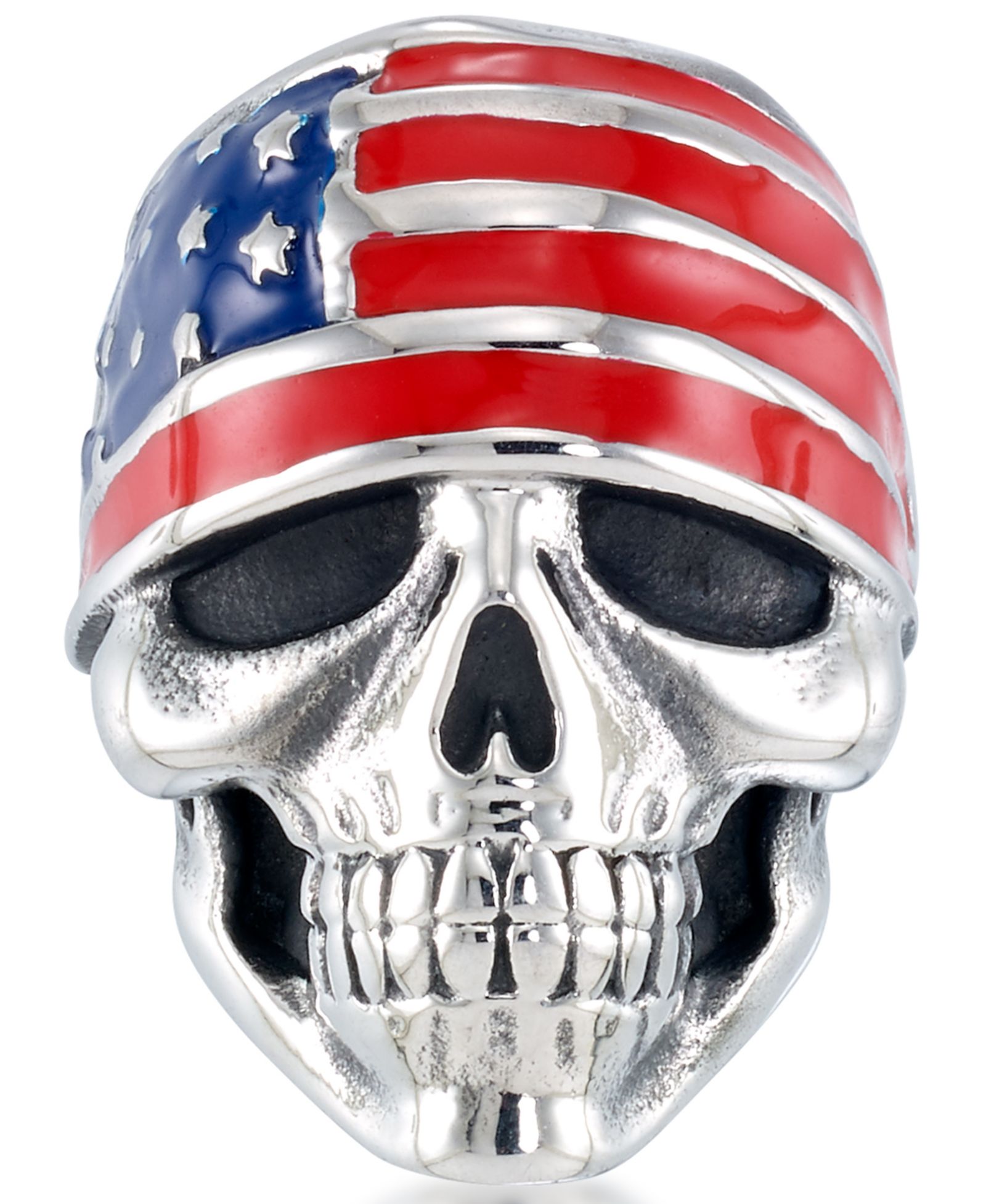 Andrew Charles by Andy Hilfiger Men's Enamel Skull Ring in Stainless Steel