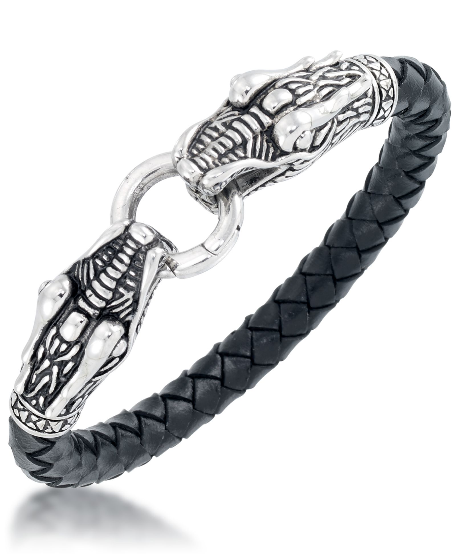 Мужской кожаный браслет Andrew Charles by Andy Hilfiger Dragon Head из нержавеющей стали