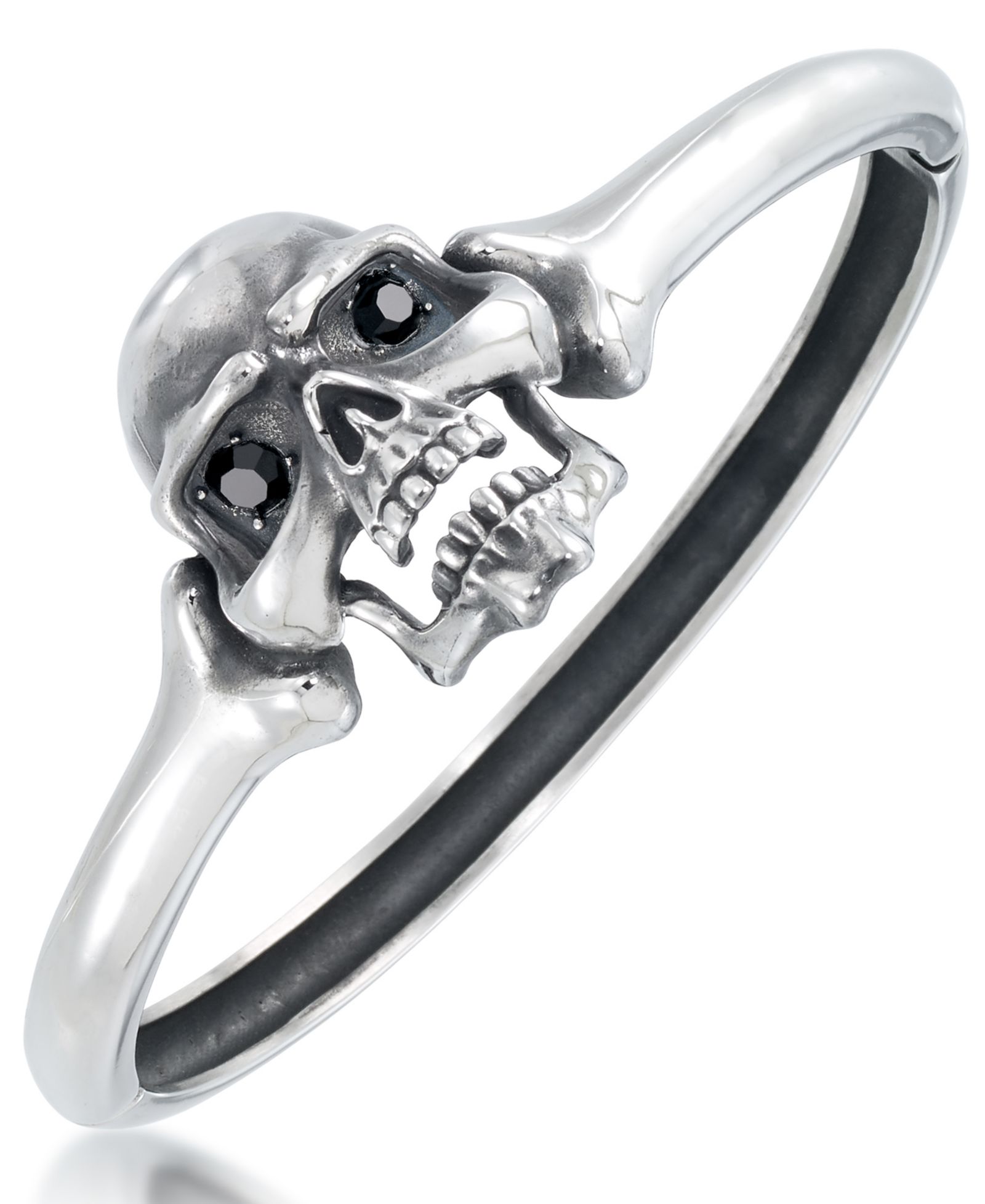 Мужской браслет Andrew Charles by Andy Hilfiger Black Cubic Zirconia Skull Bangle Stainless Steel