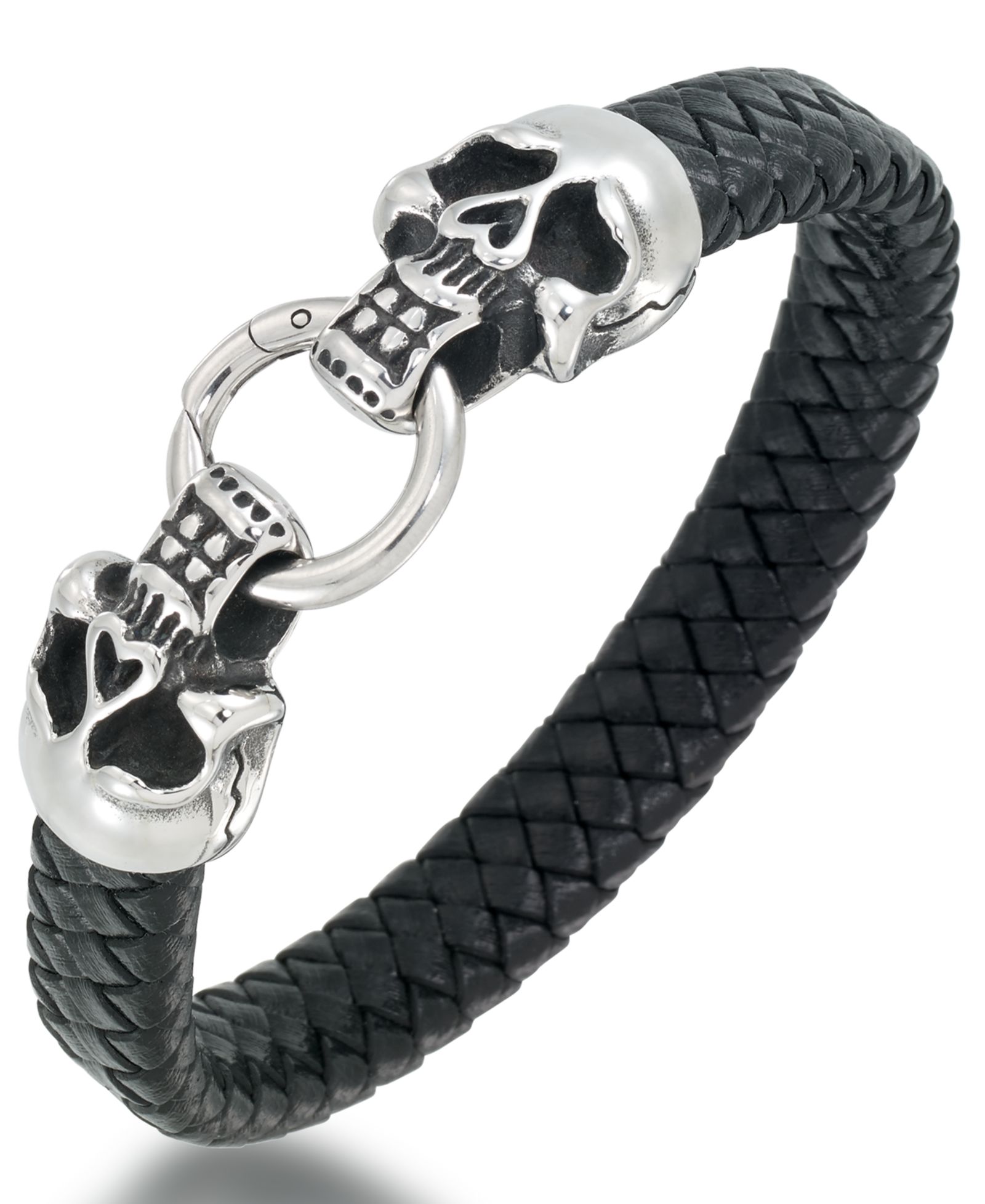 Мужской браслет Andrew Charles by Andy Hilfiger Leather Skull Head в Stainless Steel
